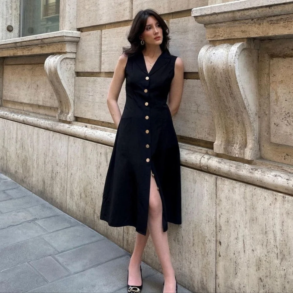 V-Neck Tunic Midi Dress - Picture 2 of 5